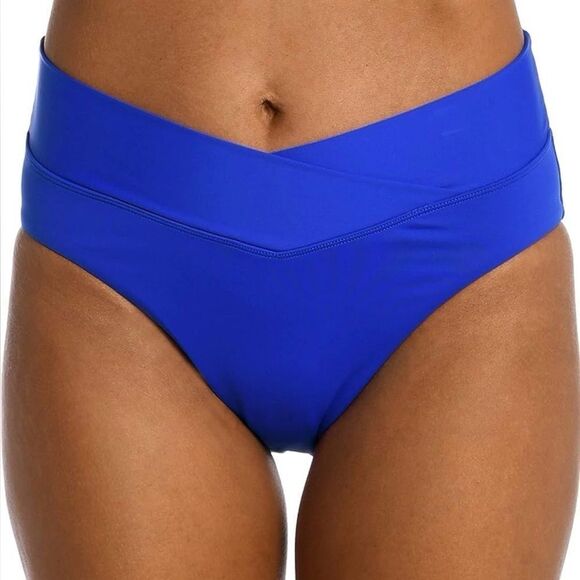 La Blanca Island Goddess Ruffle Bandeau Swimsuit- Sapphire Size 10 NWT - Picture 8 of 13